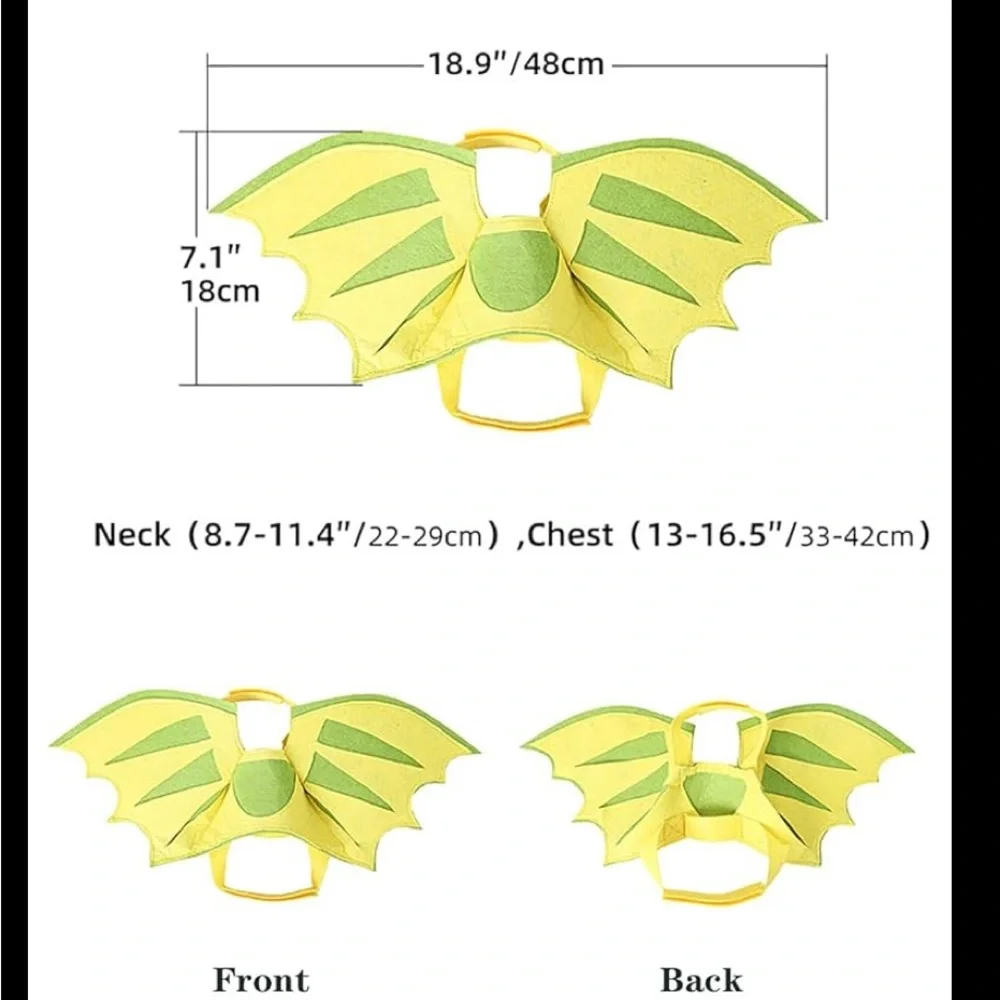 Green Dinosaur Wings Cat Costume - Picture 4 of 5